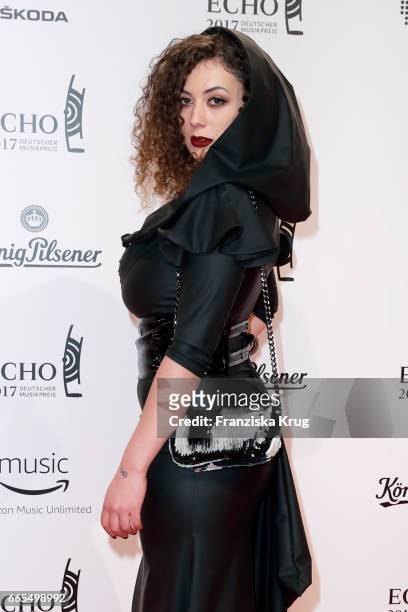 Leila Lowfire attends the Echo award red carpet on April 6, 2017 in Berlin, Germany.
