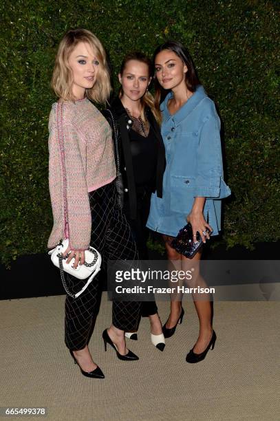Actors Bella Heathcote, Teresa Palmer and Phoebe Tonkin attend the celebration of Chanel's Gabrielle Bag hosted by Caroline De Maigret and Pharrell...