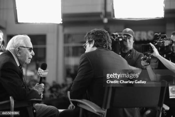 Producer Walter Mirisch and TCM host Ben Mankiewicz attend the 50th anniversary screening of "In the Heat of the Night" during the 2017 TCM Classic...