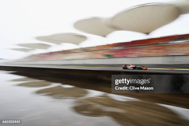 Fernando Alonso of Spain driving the McLaren Honda Formula 1 Team McLaren MCL32 on track during practice for the Formula One Grand Prix of China at...