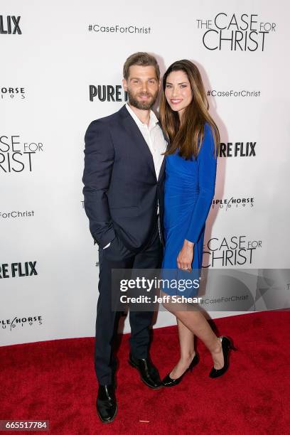 Mike Vogel and Courtney Vogel attend the Chicago premiere of 'The Case For Christ' at AMC River East Theater on April 6, 2017 in Chicago, Illinois.