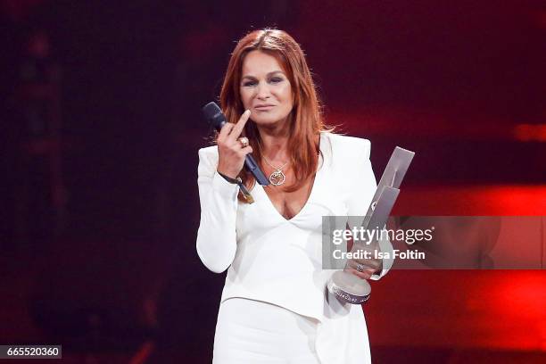 German singer and award winner Andrea Berg during the Echo award show on April 6, 2017 in Berlin, Germany.