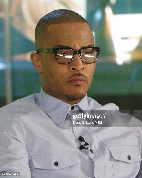 Musician T.I. Attends the BET Music Presents: Us Or Else panel discussion at the Viacom White Box Hall on April 6, 2017 in New York City.