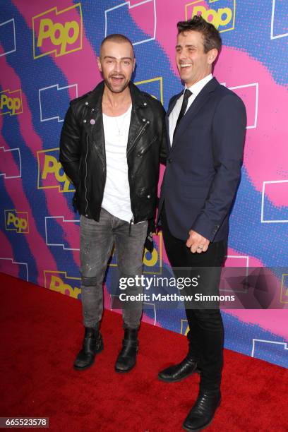 Actors Joey Lawrence and Joey McIntyre attend the premiere of Pop TV's "Hollywood Darlings" at iPic Theaters on April 6, 2017 in Los Angeles,...