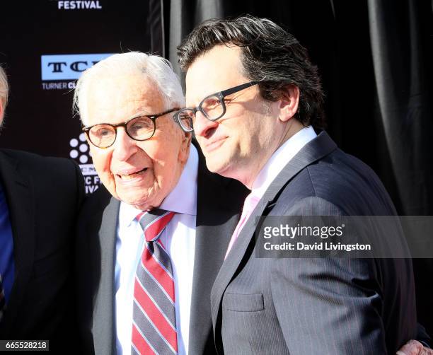 Producer Walter Mirisch and television personality Ben Mankiewicz attend the 2017 TCM Classic Film Festival's Opening Night Gala and 50th Anniversary...