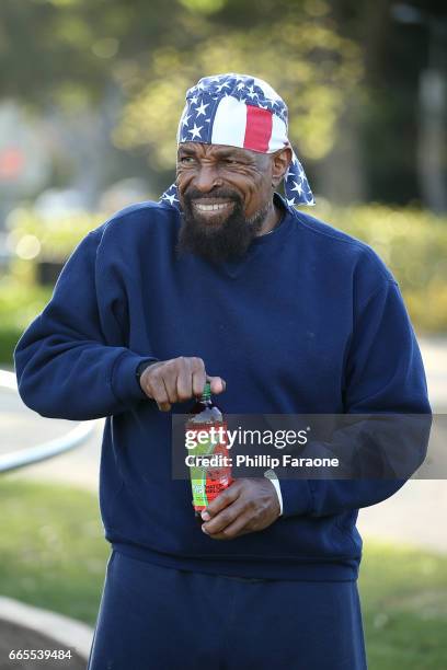 Mr. T seen rehearsing in Beverly Hills with new Fuze Fusion Watermelon Iced Tea on April 6, 2017 in Beverly Hills, California.