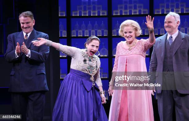 Douglas Sills, Patti Lupone, Christine Ebersole and John Dossett during the Broadway opening night performance curtain call for 'War Paint' at the...