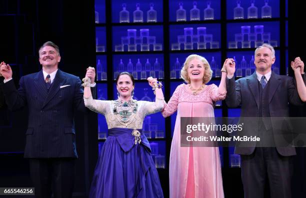 Douglas Sills, Patti Lupone, Christine Ebersole and John Dossett during the Broadway opening night performance curtain call for 'War Paint' at the...