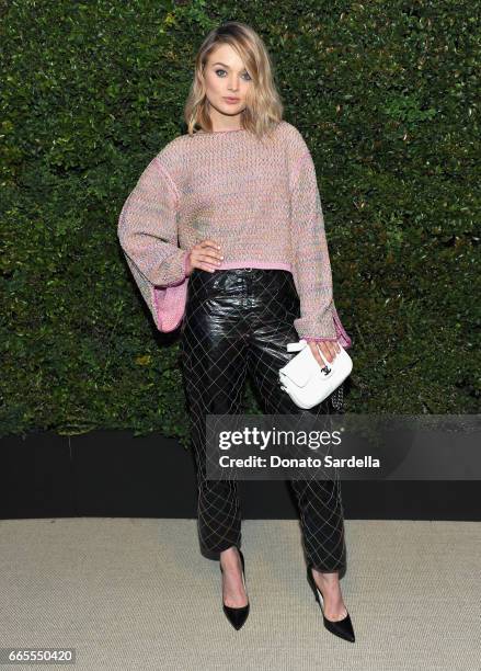 Bella Heathcote attends Caroline De Maigret and Pharrell Williams dinner in celebration of CHANEL's Gabrielle Bag at Giorgio Baldi on April 6, 2017...