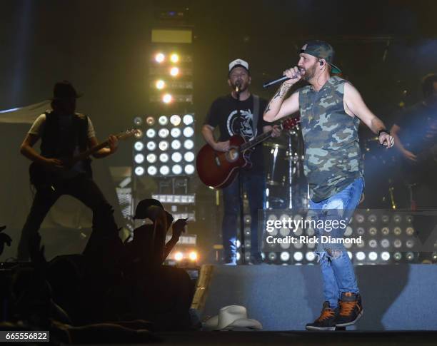 Preston Burst and Chris Lucas of LoCash performs during Day 1 - Country Thunder Music Festival Arizona on April 6, 2017 in Florence, Arizona.