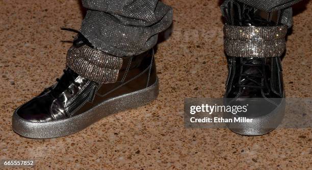 Entertainer Frank Marino, shoes detail, attends the grand opening party for Dsquared2 at The Shops at Crystals on April 6, 2017 in Las Vegas, Nevada.