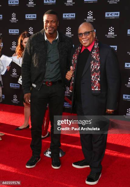 Actor Chris Tucker and Music Producer Quincy Jones attend the 50th anniversary screening of "In The Heat Of The Night" at the 2017 TCM Classic Film...