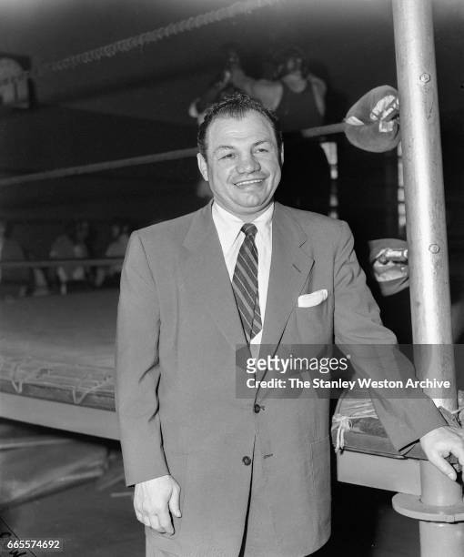 Tony Canzoneri poses for a portrait in Stillman's Gym, New York, New York, 1952.