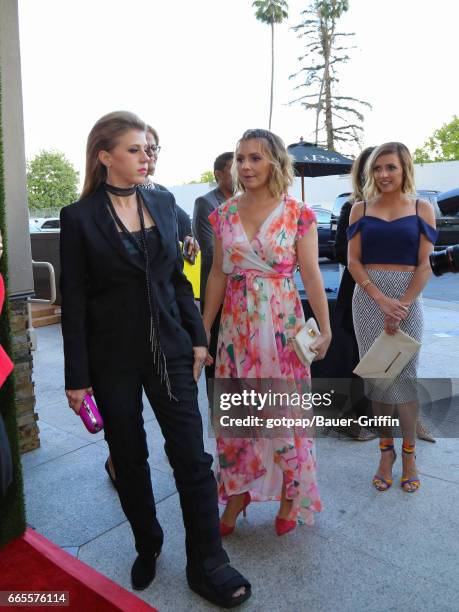 Jodie Sweetin and Beverly Mitchell are seen on April 06, 2017 in Los Angeles, California.