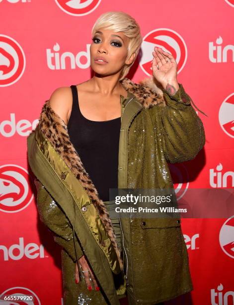 Singer Monica attends The Boston Celtics Vs Atlanta Hawks Game at Phillips Arena on April 6, 2017 in Atlanta, Georgia.