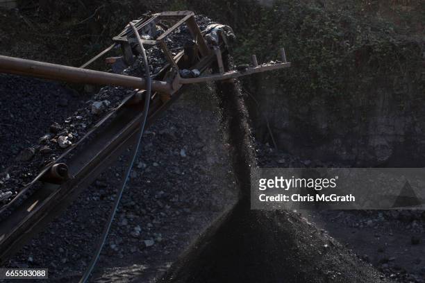 Coal is seen after being brought to the surface at a small mine on April 3, 2017 in Zonguldak, Turkey. More than 300 kilometers of coal mineÕs riddle...