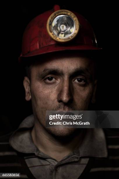 Coal miner, Hakan, poses for a portrait on his night shift break at a small mine on April 5, 2017 in Zonguldak, Turkey. More than 300 kilometers of...