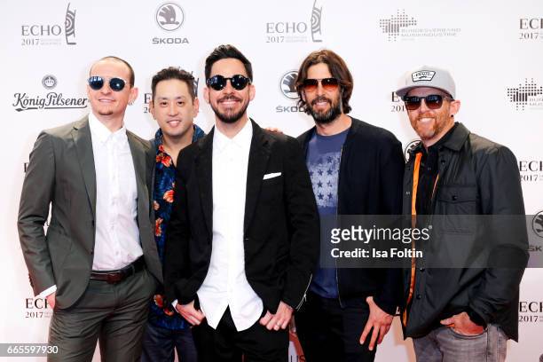 The US band 'Linkin Park' during the Echo award red carpet on April 6, 2017 in Berlin, Germany.