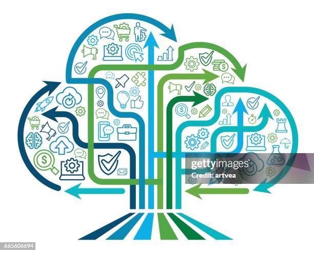 vector communication icon set in cloud shape - transfer image stock illustrations