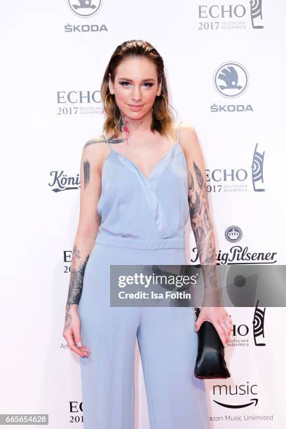 Liza Waschke during the Echo award red carpet on April 6, 2017 in Berlin, Germany.
