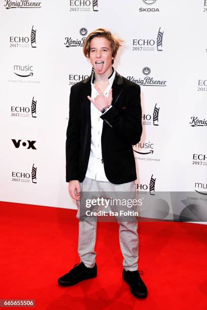 Singer Matteo Markus Bok during the Echo award red carpet on April 6, 2017 in Berlin, Germany.