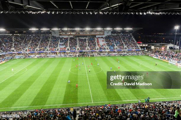 General view of Avaya Stadium as the United States Men's National Team plays Honduras in a FIFA 2018 World Cup Qualifier match on March 24, 2017 at...