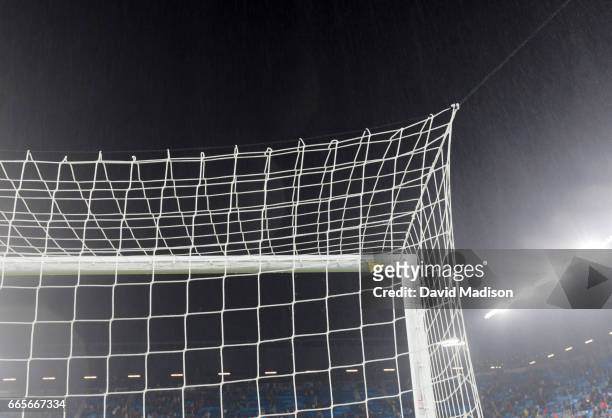 Detail view of the goal net at Avaya Stadium during the FIFA 2018 World Cup Qualifier match between the United States and Honduras on March 24, 2017...