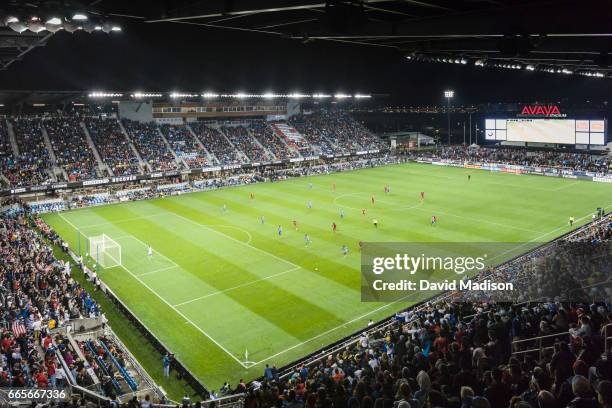 General view of Avaya Stadium as the United States Men's National Team plays Honduras in a FIFA 2018 World Cup Qualifier match on March 24, 2017 at...