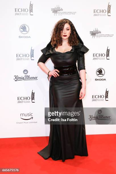 Model Leila Lowfire during the Echo award red carpet on April 6, 2017 in Berlin, Germany.