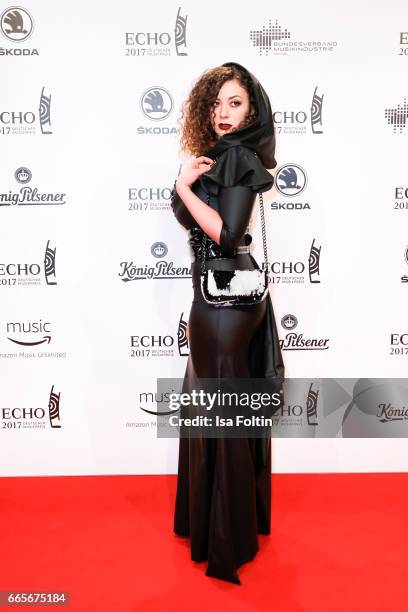 Model Leila Lowfire during the Echo award red carpet on April 6, 2017 in Berlin, Germany.