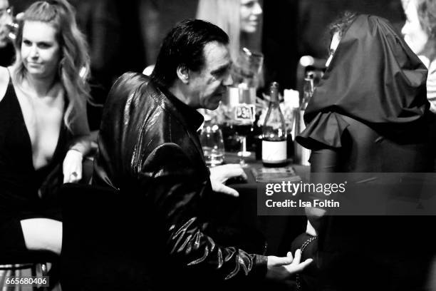 Rammstein singer Till Lindemann and model Leila Lowfire during the Echo Award 2017 - Show on April 6, 2017 in Berlin, Germany.