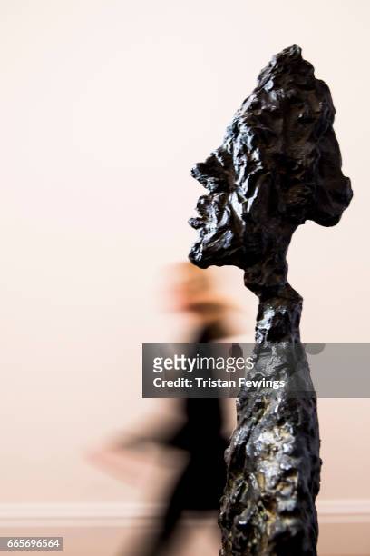 Alberto Giacometti's 'Buste de Diego' goes on view in London at Sotheby's on April 7, 2017 in London, England. The sculpture will be offered at...