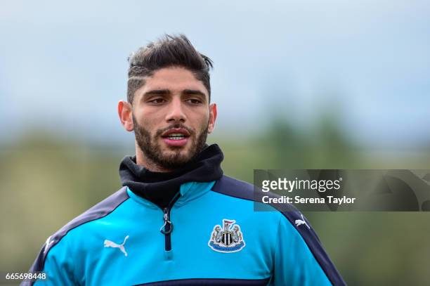 Achraf Lazaar during the Newcastle United Training Session at The Newcastle United Training Centre on April 7, 2017 in Newcastle upon Tyne, England.