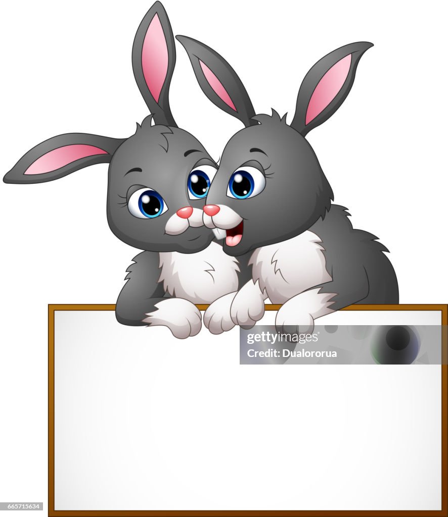 Parejas De Conejo De Dibujos Animados Con El Tablero Vacío Ilustración de stock - Getty Images Parejas De Conejo De Dibujos Animados Con El Tablero Vacío Ilustración de stock - Getty Images