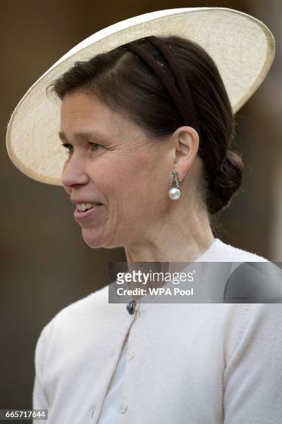 Lady Sarah Chatto leaves a Service of Thanksgiving for the life and work of Lord Snowdon at Westminster Abbey on April 7, 2017 in London, United...