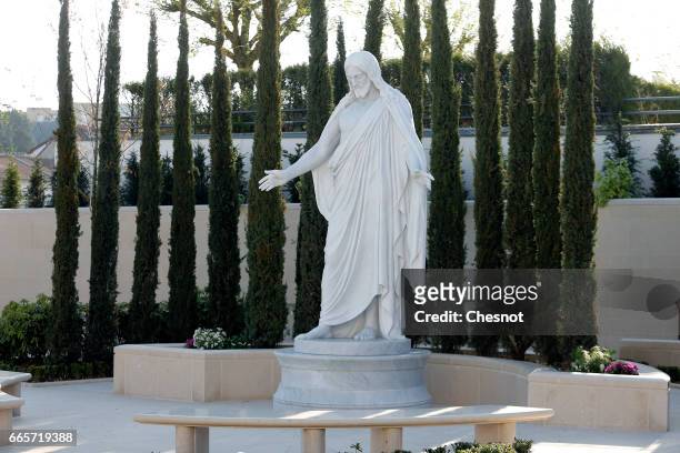 Statue of Jesus is seen during a press presentation of the first temple of the Church of Jesus Christ of Latter Day Saints build in metropolitan...
