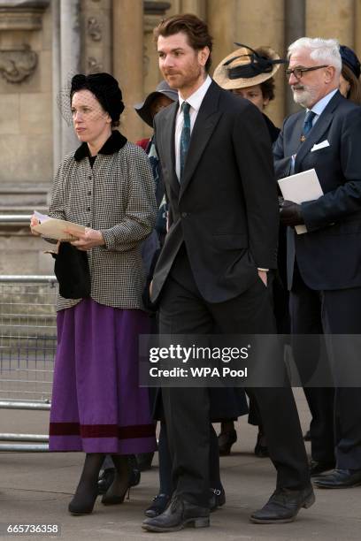 Lady Frances Armstrong-Jones , daughter of late Lord Snowdon and her husband Rodolphe von Hofmannsthal arrive for a Service of Thanksgiving for the...