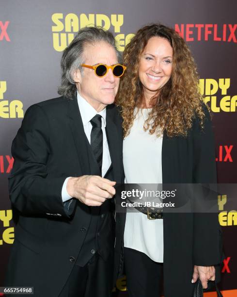 Richard Lewis and Joyce Lapinsky attend the premiere of Netflix's 'Sandy Wexler' on April 6, 2017 in Hollywood, California.