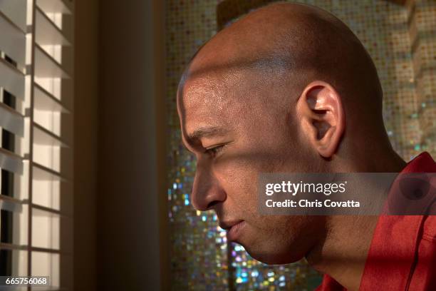 Closeup portrait of San Antonio Spurs Vice President of Basketball Operations Monty Williams during photo shoot at home. Williams, a former NBA...