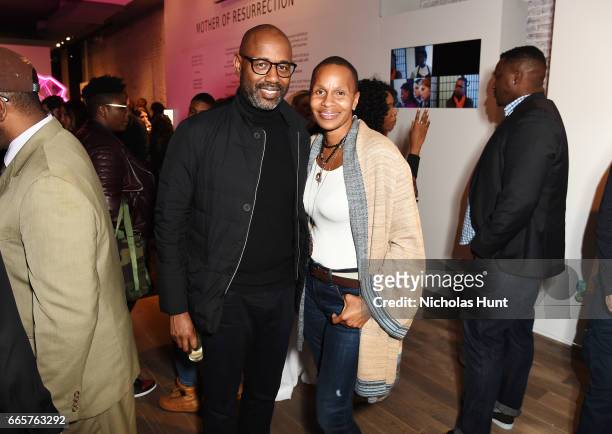 Lewis Long and Janeene Lybere attend HBO's The HeLa Project Exhibit For "The Immortal Life of Henrietta Lacks" on April 6, 2017 in New York City.