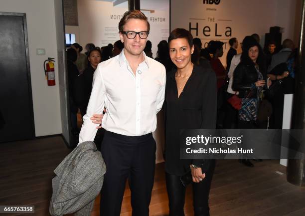 Cameron Leel, Jackie Gagne attends HBO's The HeLa Project Exhibit For "The Immortal Life of Henrietta Lacks" on April 6, 2017 in New York City.