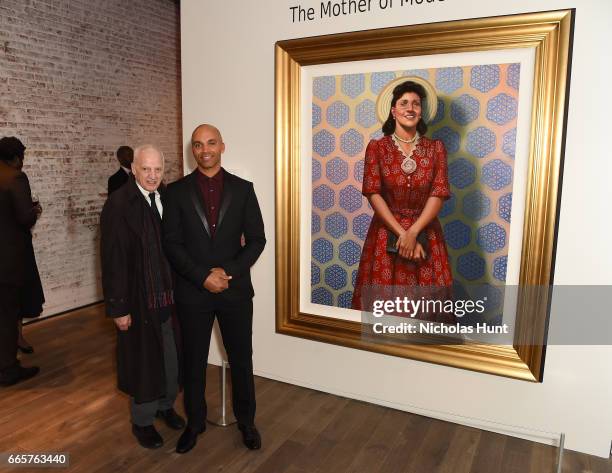 Pratt Institute President Thomas Schutte and Kadir Nelson attend HBO's The HeLa Project Exhibit For "The Immortal Life of Henrietta Lacks" on April...