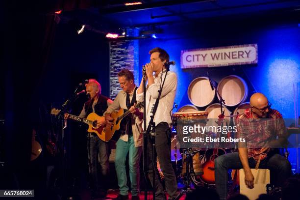 The Bacon Brothers perform at the City Winery in New York City on July 19, 2016. Ira Siegel, Michael Bacon, Kevin Bacon and Frank Vilardi.
