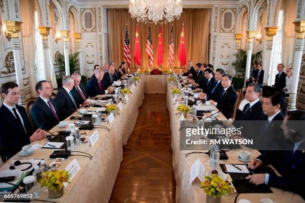 President Donald Trump and Chinese President Xi Jinping hold an expanded bilateral meeting at the Mar-a-Lago estate in West Palm Beach, Florida on...