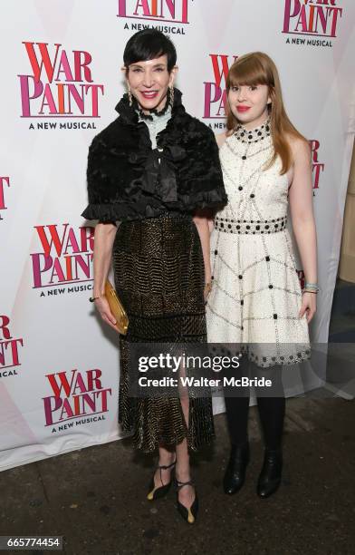 Amy Fine Collins and Flora Collins attends the Broadway Opening Night Performance of 'War Paint' at the Nederlander Theatre on April 6, 2017 in New...