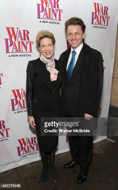 Marin Mazzie and Jason Danieley attend the Broadway Opening Night Performance of 'War Paint' at the Nederlander Theatre on April 6, 2017 in New York...