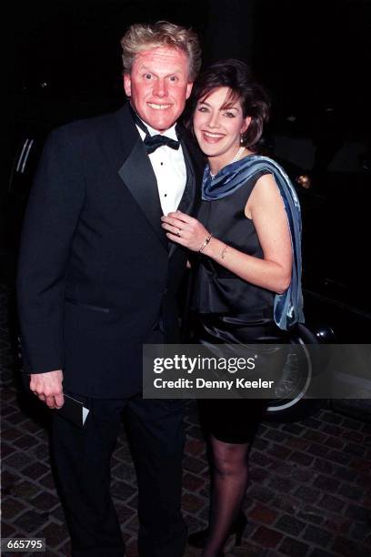 Actor Gary Busey and his wife Tiani Warden attend the AFI Awards Dinner honoring Clint Eastwood February 29, 1996 in Beverly Hills, CA. The couple...