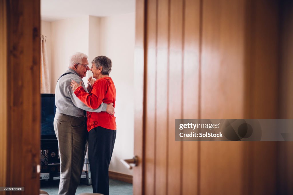 Senior Tenderness as they Dance in their Home