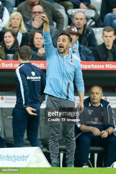 Head coach Vítor Pereira of1860 Muenchen gestures during the Second Bundesliga match between TSV 1860 Muenchen and VfB Stuttgart at Allianz Arena on...