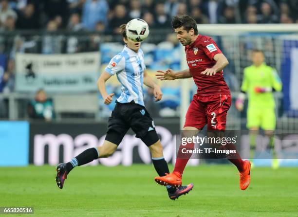 Emiliano Adriano Insua of Stuttgart controls the ball during the Second Bundesliga match between TSV 1860 Muenchen and VfB Stuttgart at Allianz Arena...